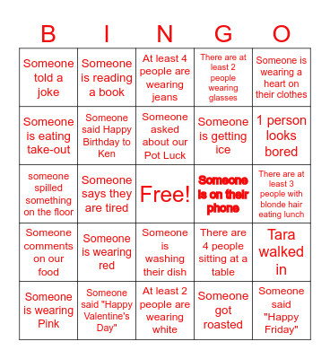 Valentine's Day Bingo Card