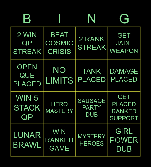 SEASON 9 Bingo Card