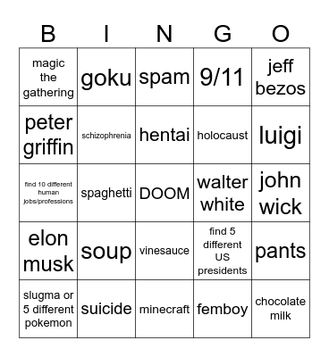 infinite craft Bingo Card