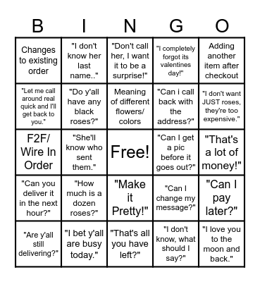 VALENTINES DAY Bingo Card