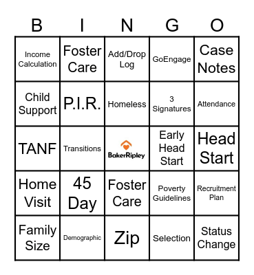 E.R.S.E.A. Bingo Card