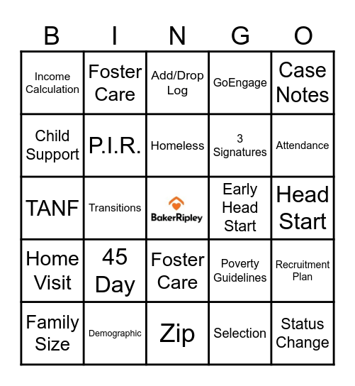 E.R.S.E.A. Bingo Card