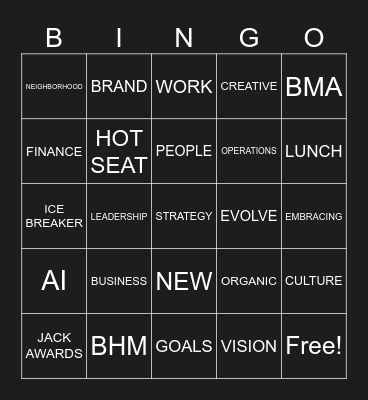 Boston Kickoff Bingo Card