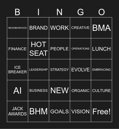 Boston Kickoff Bingo Card