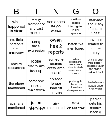 hfjone interrogations miniseries Bingo Card