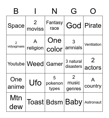 Toasy and sykuon infinitite craft Bingo Card