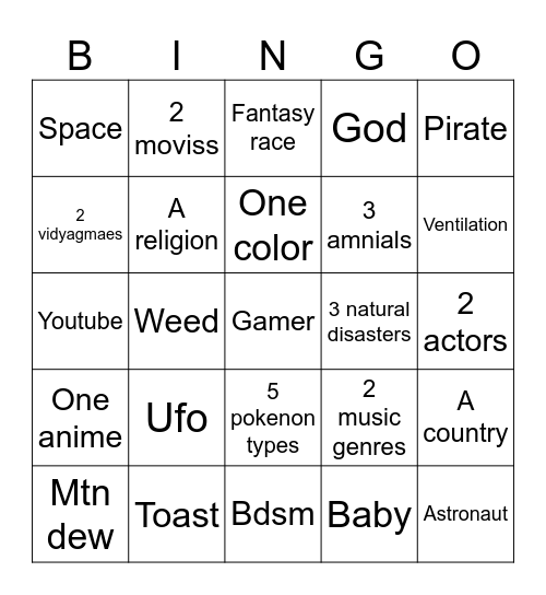 Toasy and sykuon infinitite craft Bingo Card