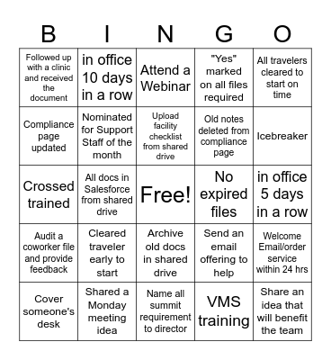 COMPLIANCE BINGO Card