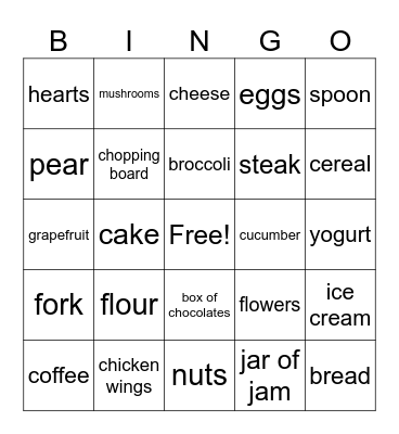 Food Bingo Card