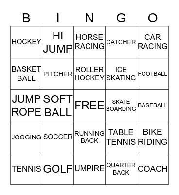 SPORTS BINGO Card