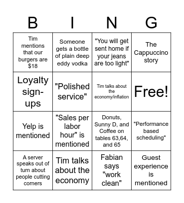 Work Meeting Bingo Card