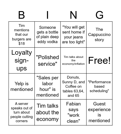 Work Meeting Bingo Card