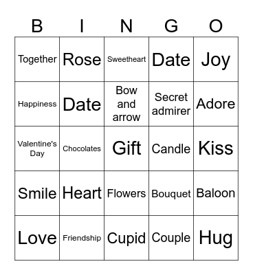 VALENTINE'S DAY Bingo Card
