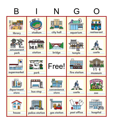 Buildings and Places Bingo Card