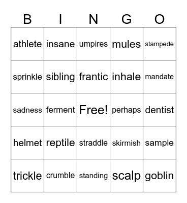 End of Kit 3 Bingo Card