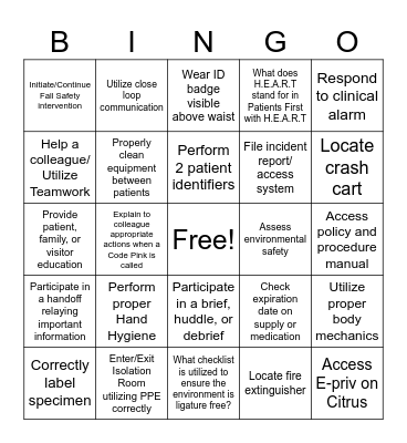 Patient Safety Awareness Week 2024 Bingo Card