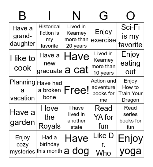 Library Bingo Card