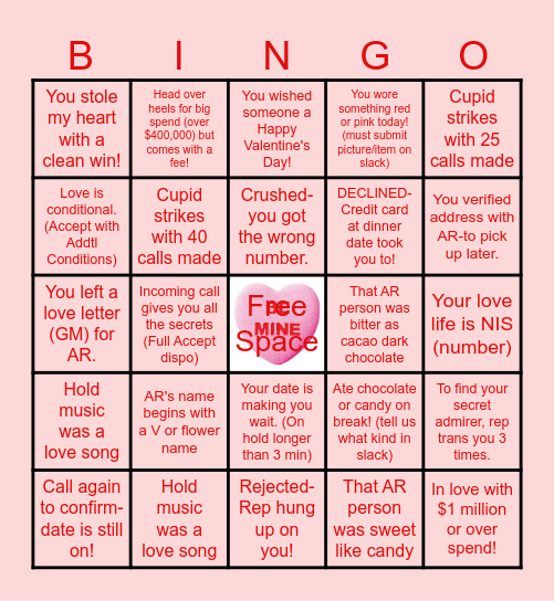 Valentine's Day Bingo Card