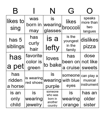 find someone who Bingo Card