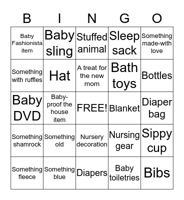 Baby Bingo! Bingo Card