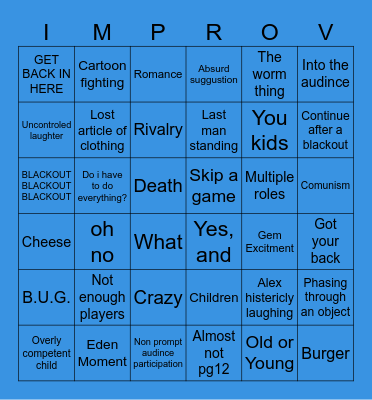 Broadway Dropouts Bingo Card