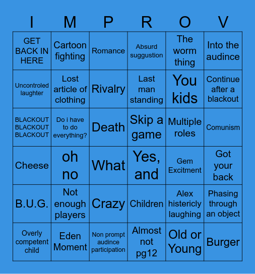 Broadway Dropouts Bingo Card