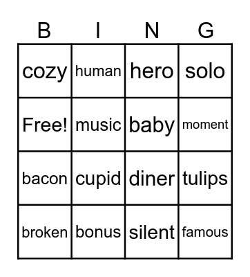 Open Syllable Pattern V/CV Bingo Card
