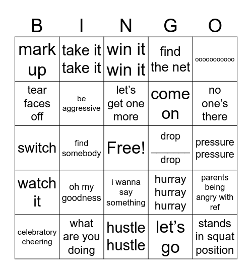 soccer Bingo Card