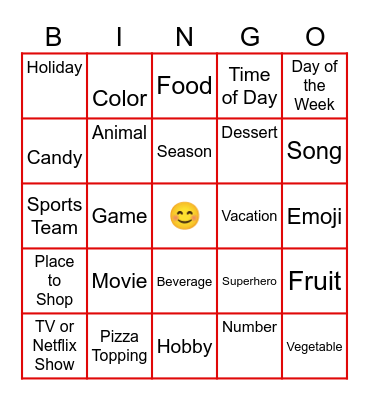 Let's Play FAVORITES! Bingo Card