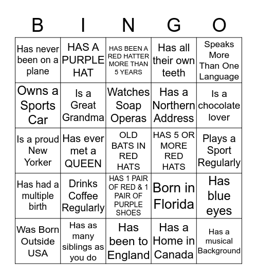 RED HATTER PARTY Bingo Card