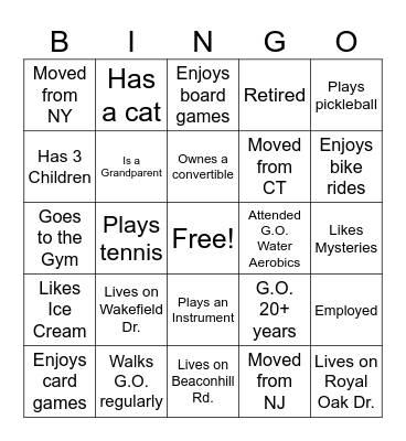 GO BINGO Card