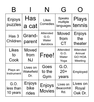 GO BINGO Card