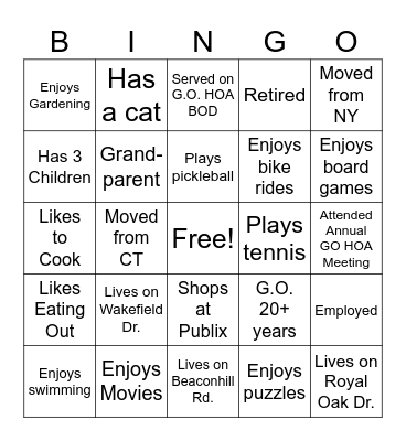 GO BINGO Card