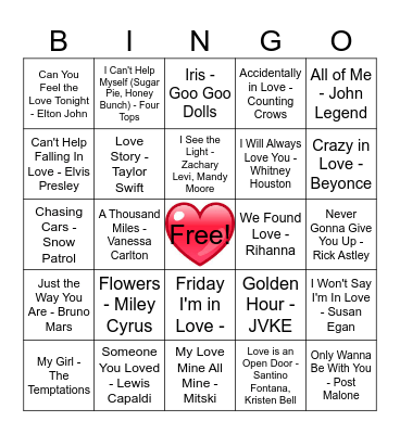 Valentine's Bingo Card