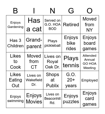 GO BINGO Card