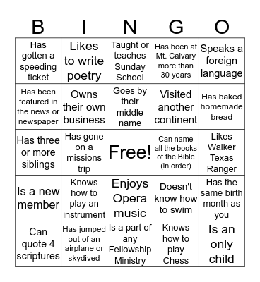 FIND SOMEONE WHO Bingo Card