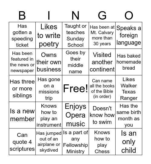 FIND SOMEONE WHO Bingo Card