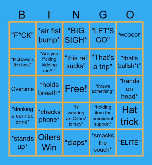 OILERS BINGO Card