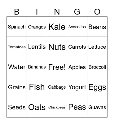 Heart Healthy Foods! Bingo Card