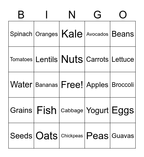 Heart Healthy Foods! Bingo Card