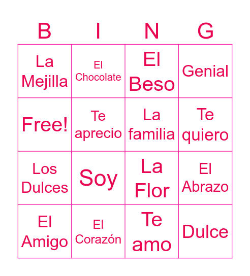 el dia de san valentin Bingo Card