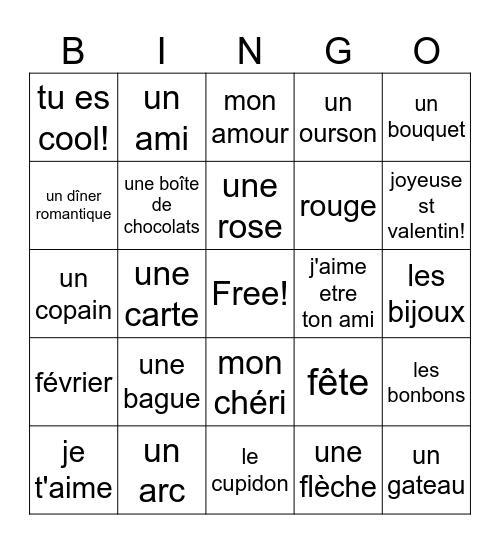 <3 Bingo Card
