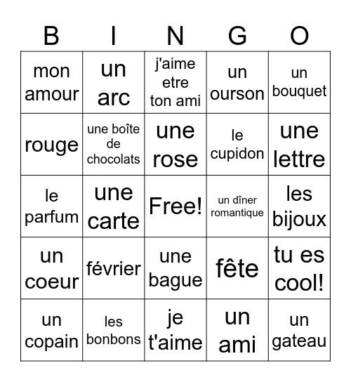 <3 Bingo Card