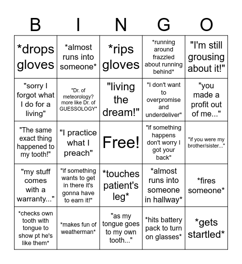 Dr. Ronto Edition Bingo Card