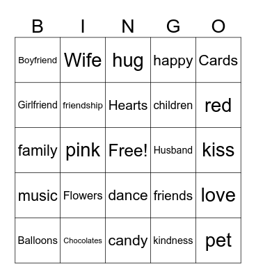 Valentine's Day Bingo Card