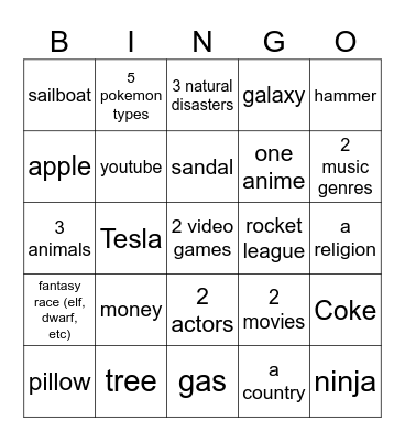 Infinite craft Bingo Card