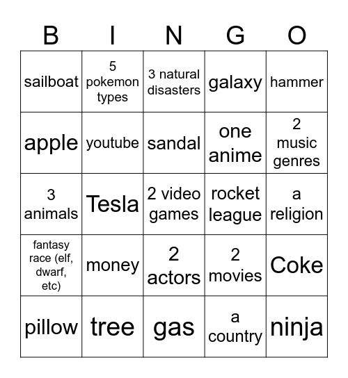 Infinite craft Bingo Card