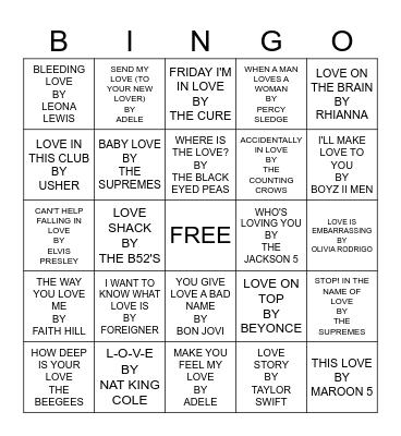 TITLED WITH LOVE Bingo Card