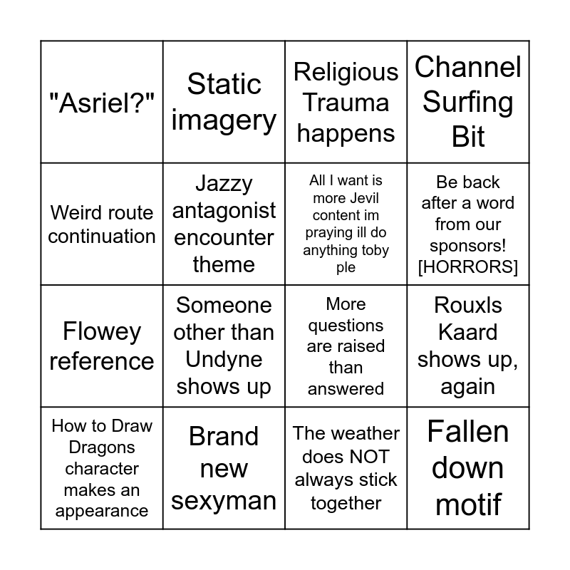 DELTARUNE CHAPTER 3 BINGO Card
