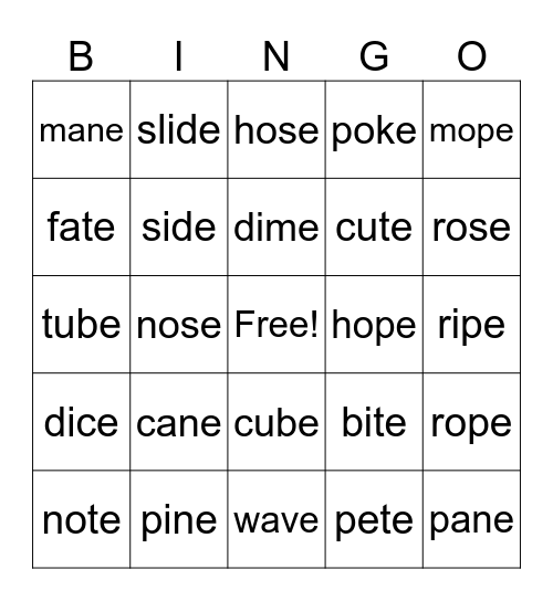 Magic e Bingo Card